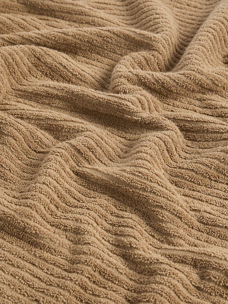 Westside Home Light Brown Knit-Textured Bath Towel