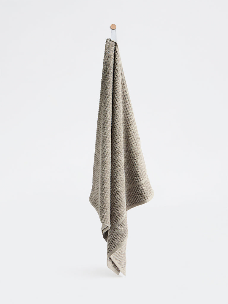 Westside Home Grey Knit-Textured Bath Towel