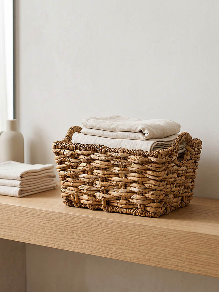 Westside Home Beige Woven Rectangular Basket