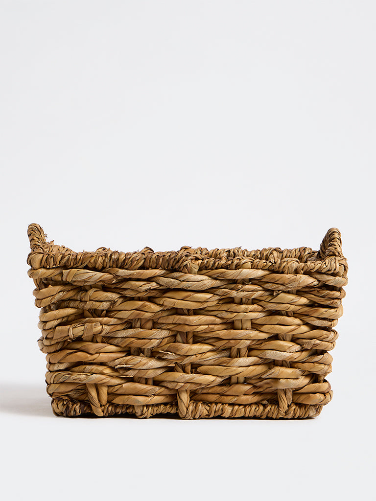 Westside Home Beige Woven Rectangular Basket