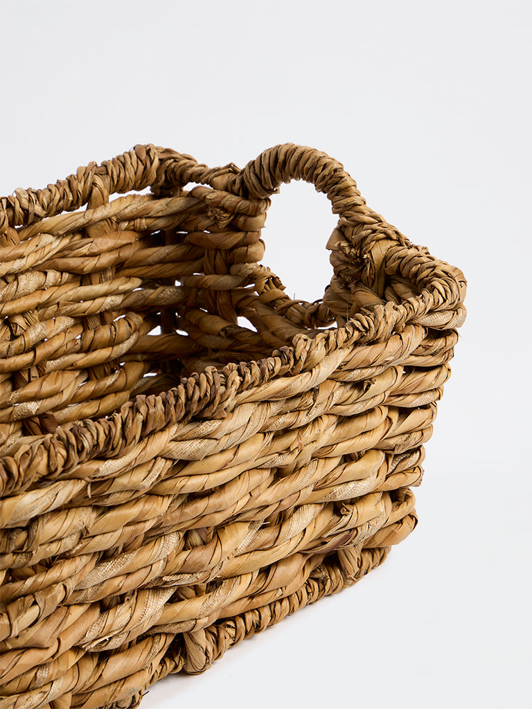 Westside Home Beige Woven Rectangular Basket