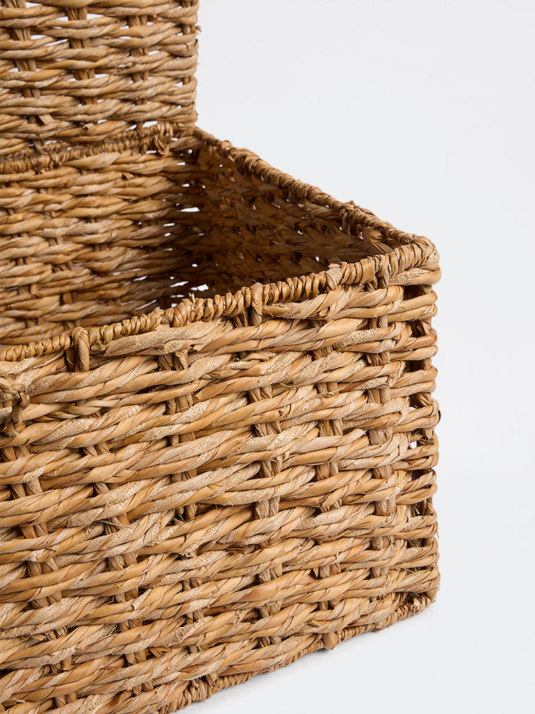 Westside Home Beige Woven Design Suitcase Basket