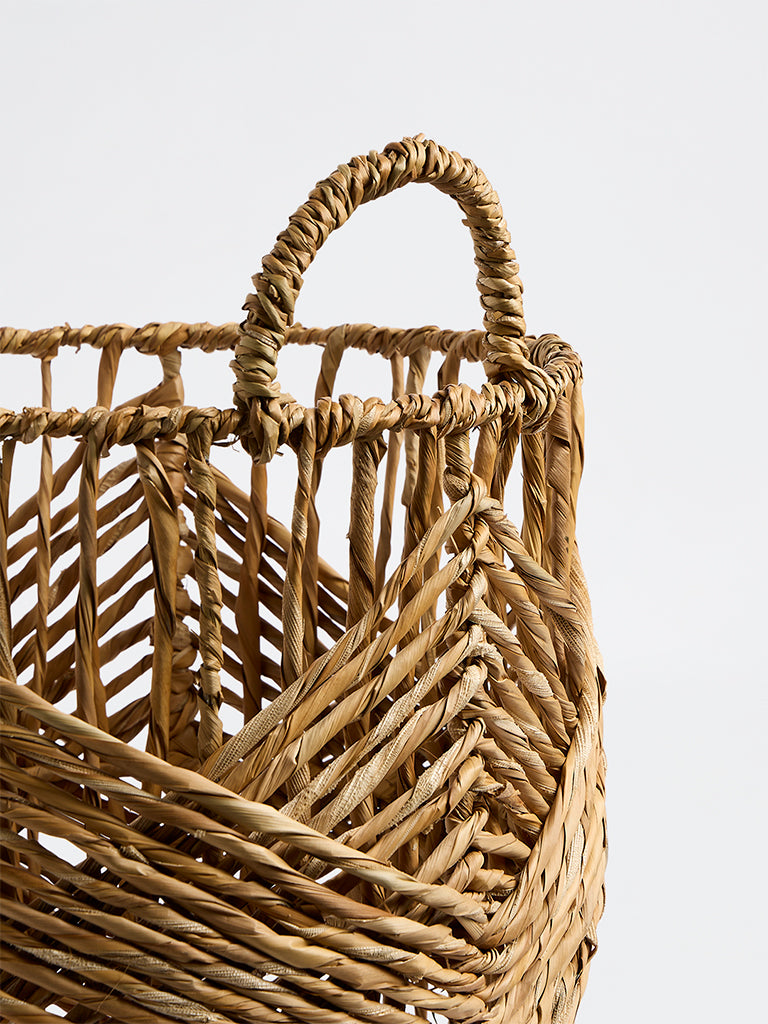 Westside Home Dark Beige Woven Laundry Basket
