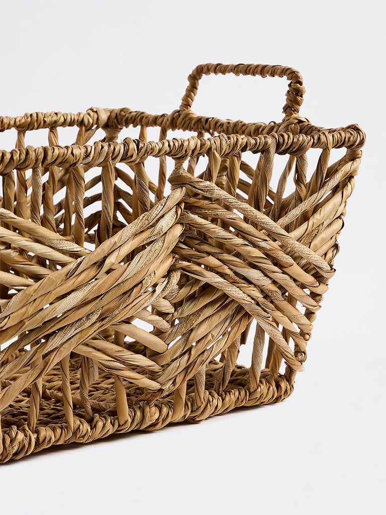 Westside Home Dark Beige Woven Rectangular Basket