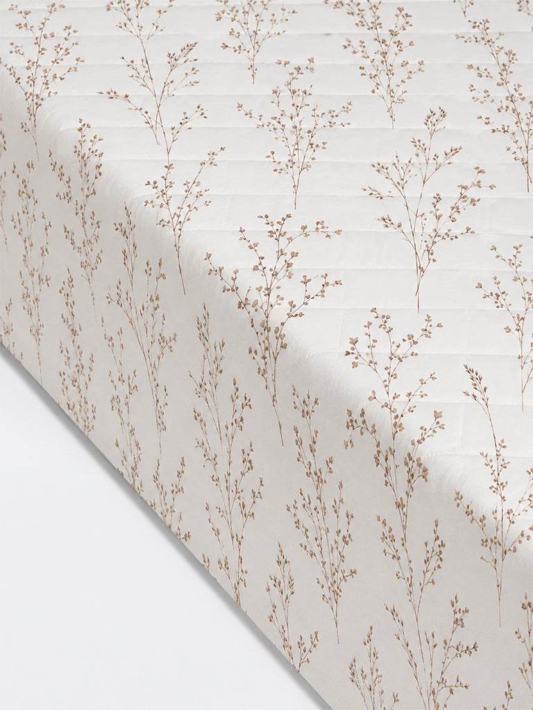 Westside Home Taupe Botanical Printed Queen Quilted Comforter