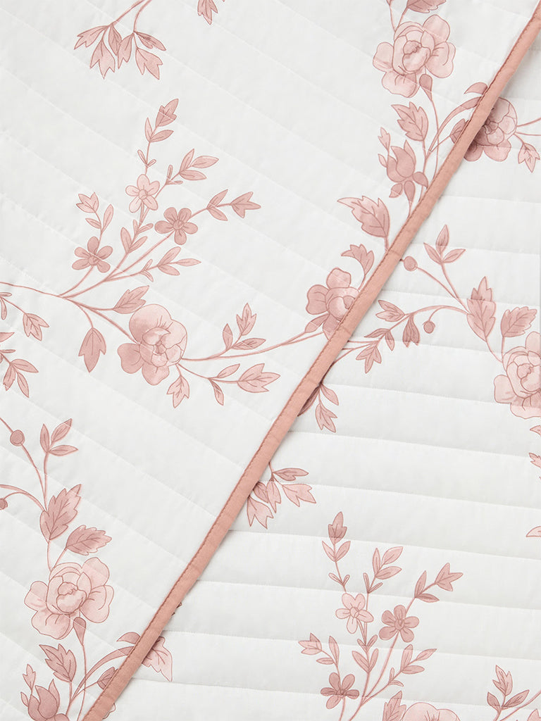 Westside Home Pink Floral Printed Queen Quilted Comforter