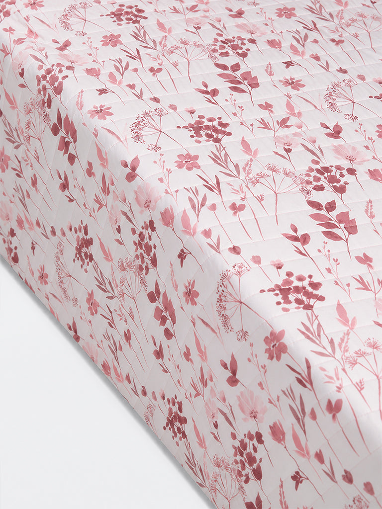 Westside Home Dusty Pink Floral Pattern Quilted King Bed Comforter