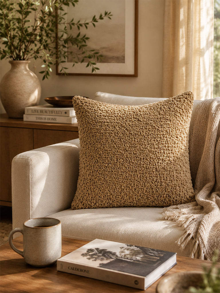 Westside Home Taupe Fleece-Textured Cushion Cover