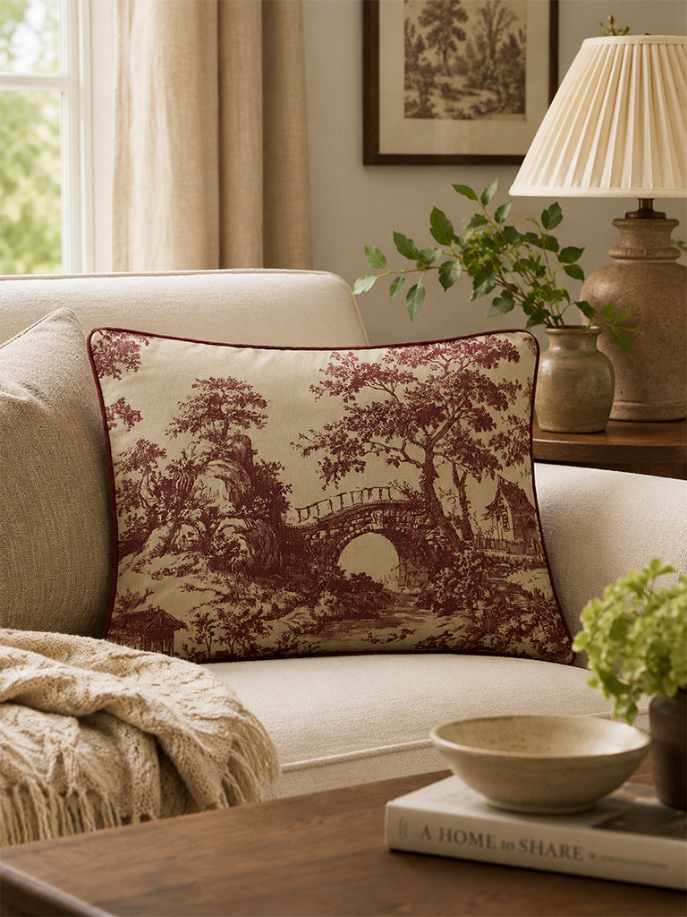 Westside Home Pink Toile Printed Cushion Cover