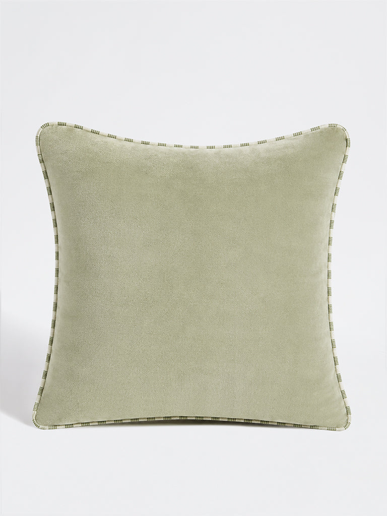 Westside Home Sage Piping-Detailed Velvet Cushion Cover