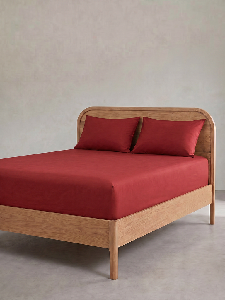 Westside Home Red Fitted Queen Bed Sheet Set