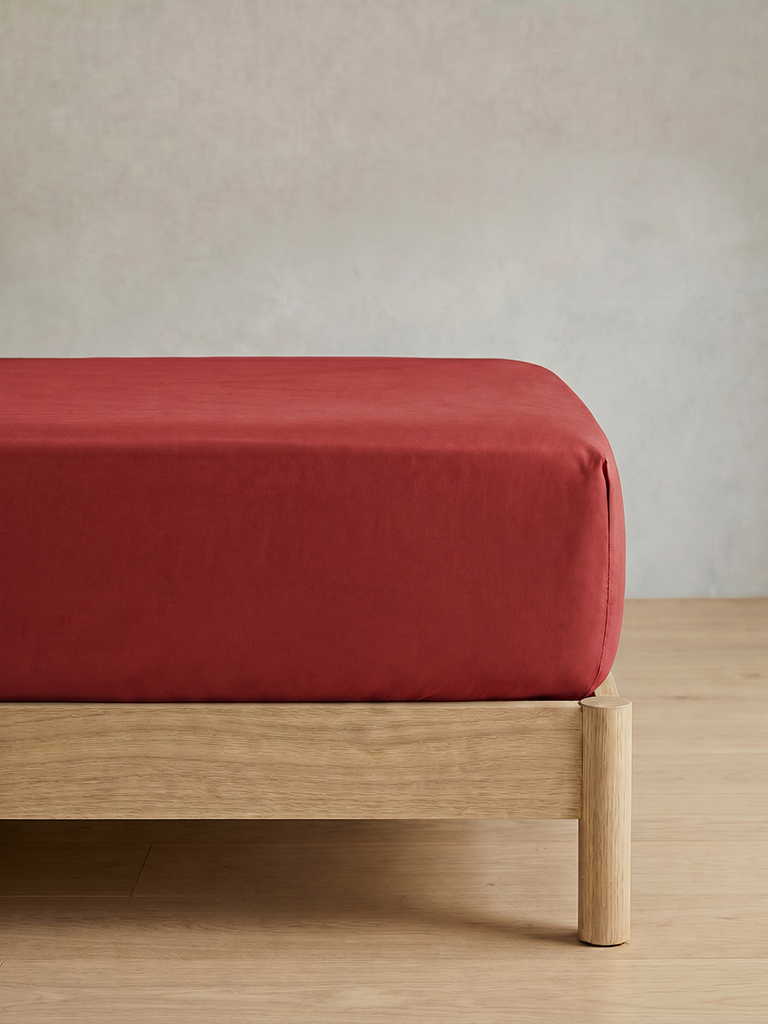 Westside Home Red Fitted Queen Bed Sheet Set