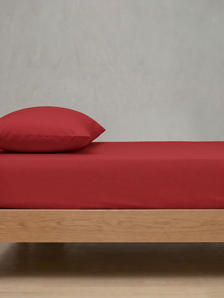 Westside Home Red Fitted Queen Bed Sheet Set