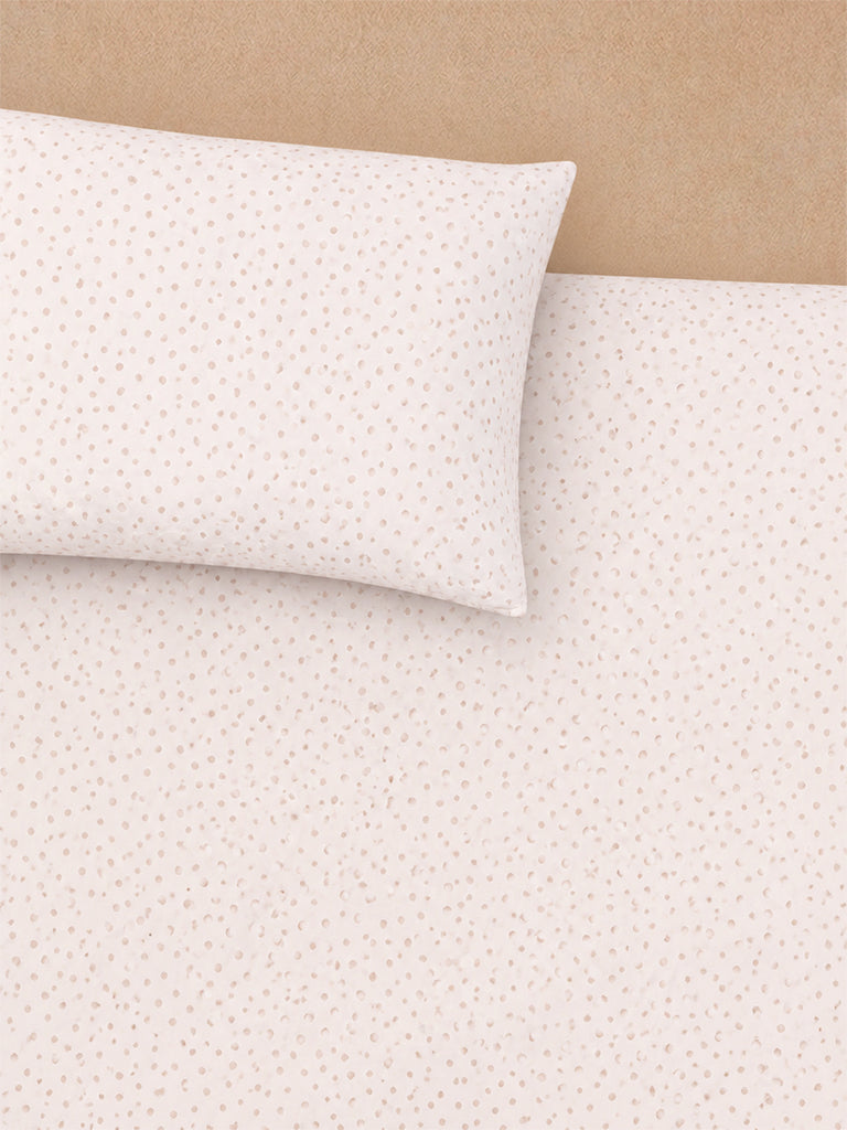 Westside Home Brown Polka Dot Printed King Fitted Bed Sheet Set