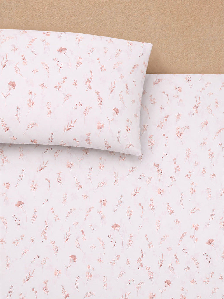 Westside Home Pink Floral Printed Queen Bed Sheet Set