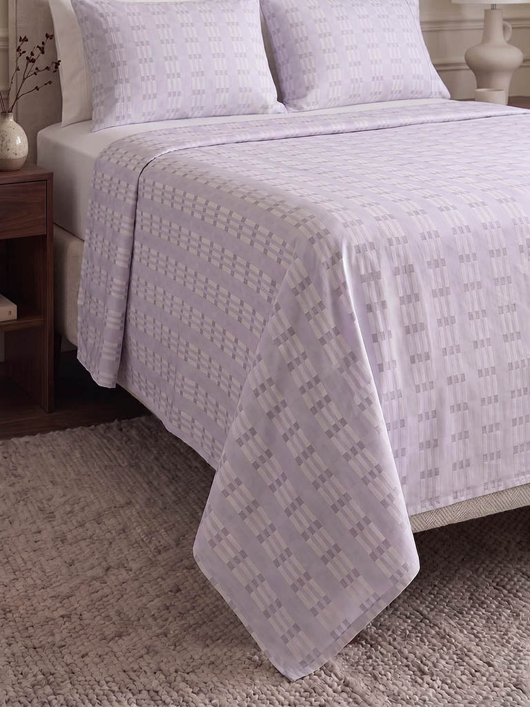 Westside Home Grey Geometric Printed King Bed Sheet Set