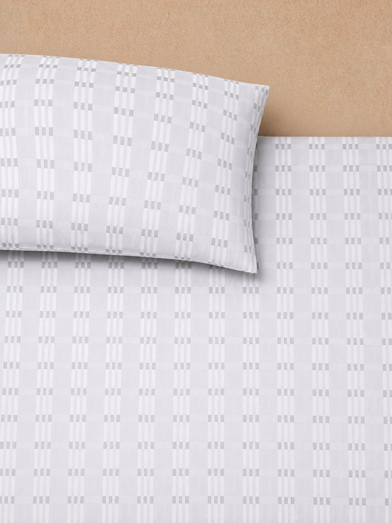 Westside Home Grey Geometric Printed Queen Bed Sheet Set
