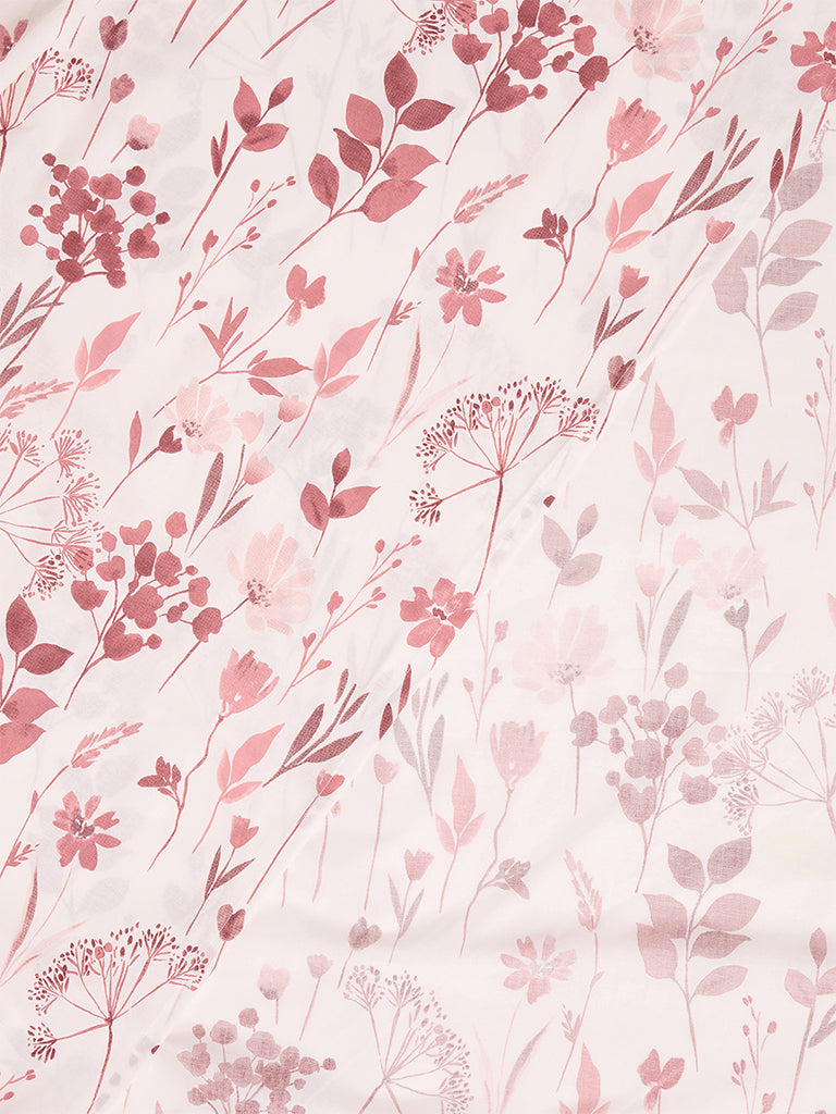 Westside Home Dusty Pink Botanical Printed King Bed Sheet Set
