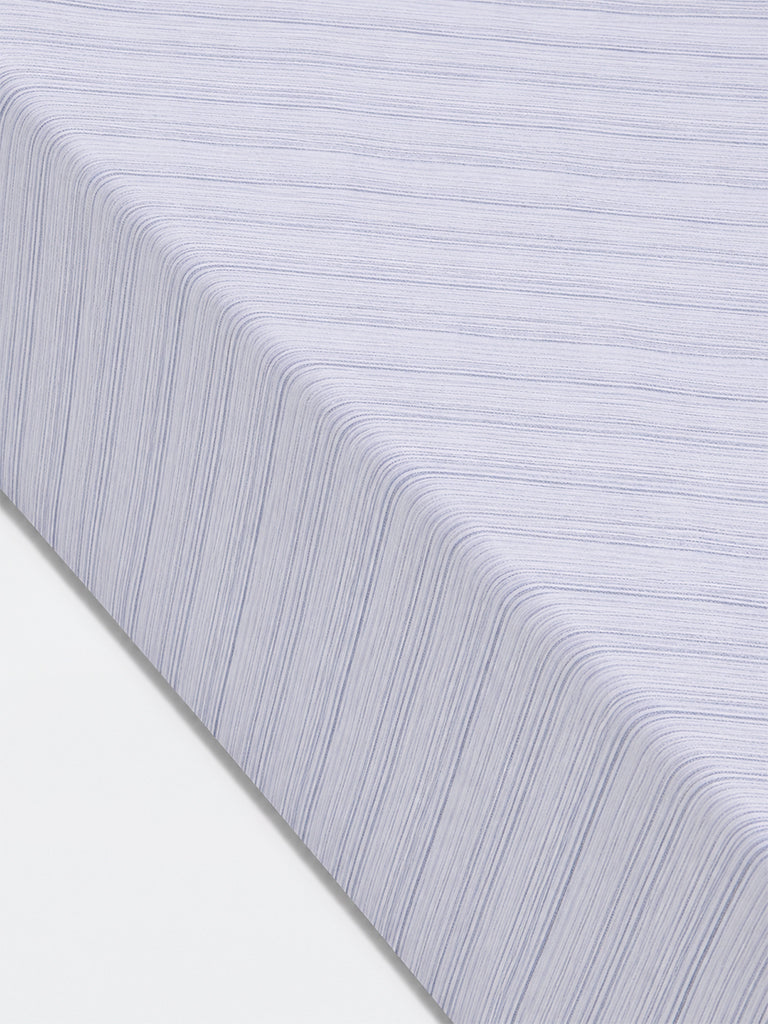 Westside Home Grey Stripe Embroidered Queen Bed Sheet Set