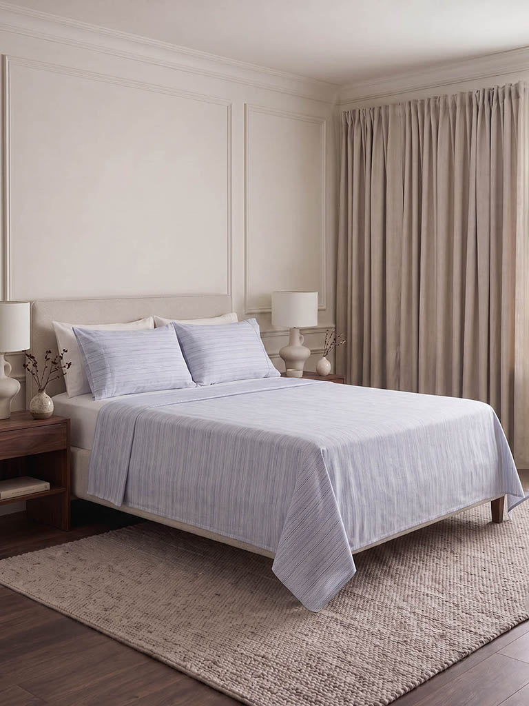 Westside Home Grey Stripe Textured Queen Bed Sheet Set