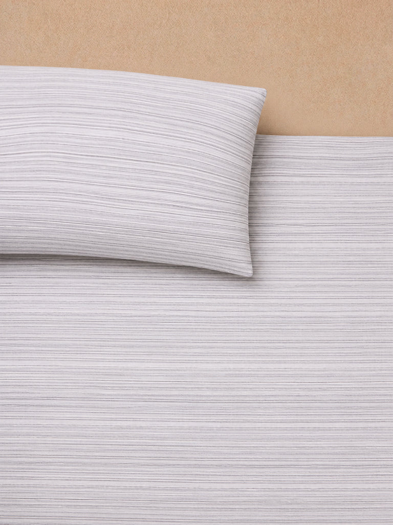 Westside Home Grey Stripe Textured Queen Bed Sheet Set
