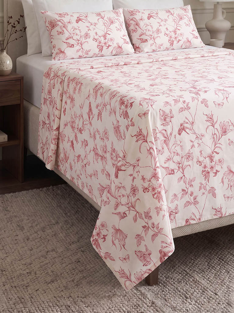Westside Home Red Nature-Inspired King Bed Sheet Set