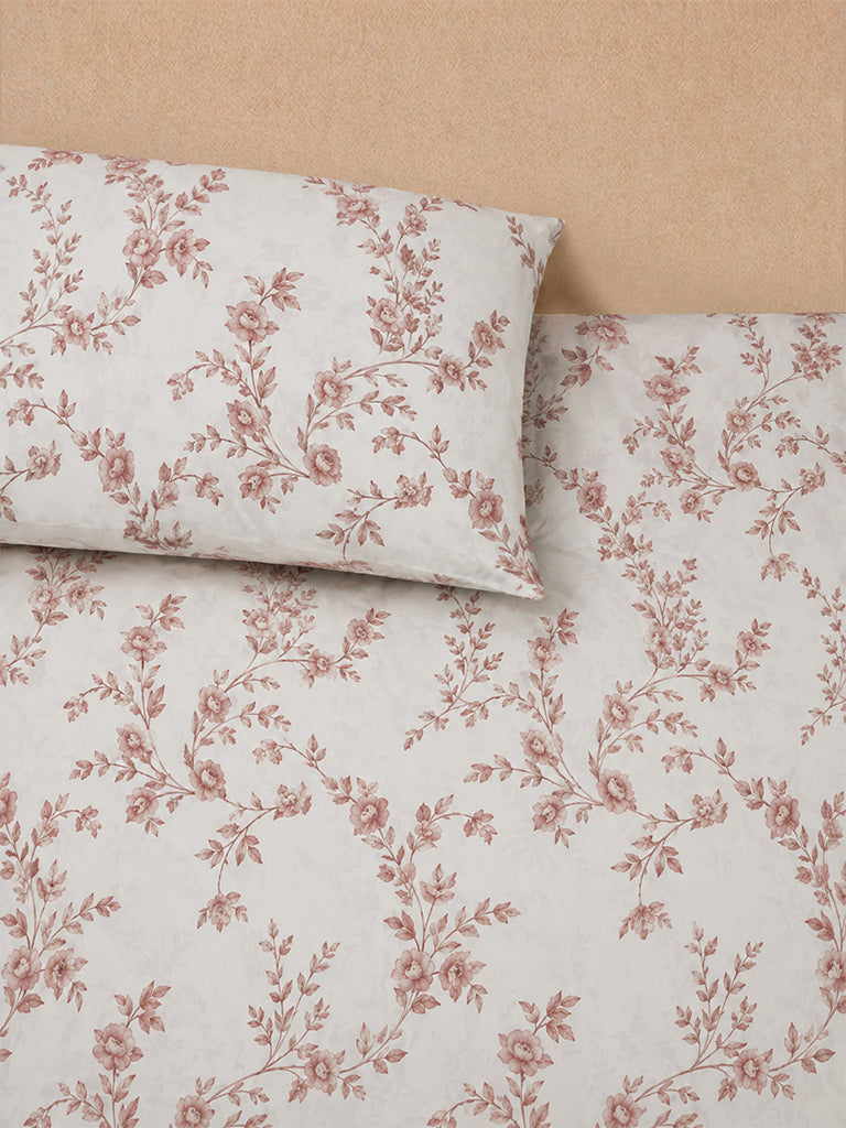Westside Home Pink Floral Printed Queen Bed Sheet Set