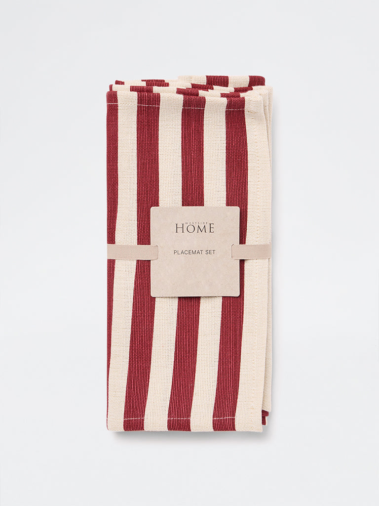 Westside Home Red Stripe Pattern Placemats - Set of 4