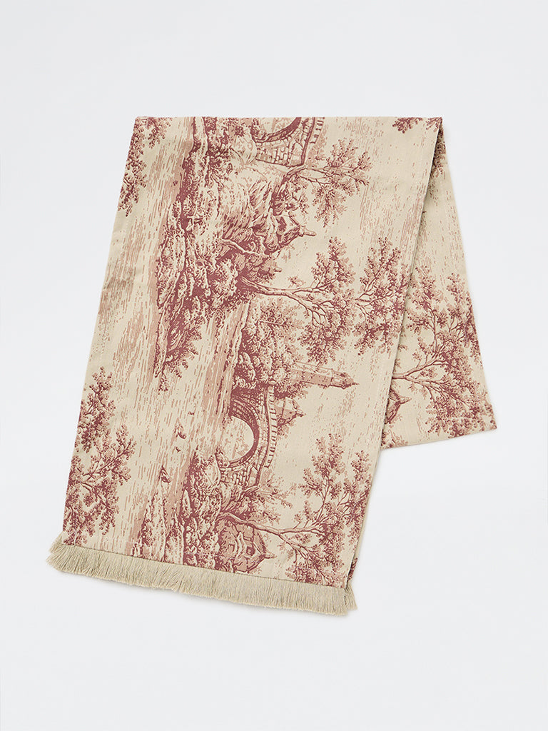 Westside Home Red Toile Printed Table Runner
