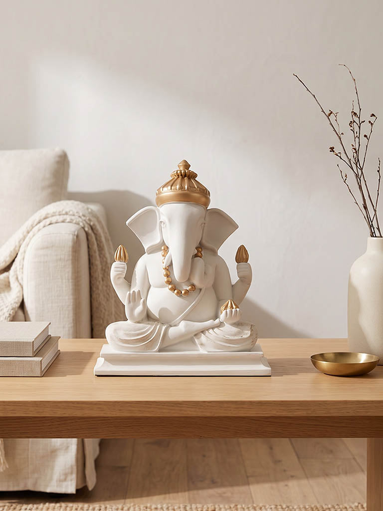 Westside Home White Ganesh Idol Decorative Object
