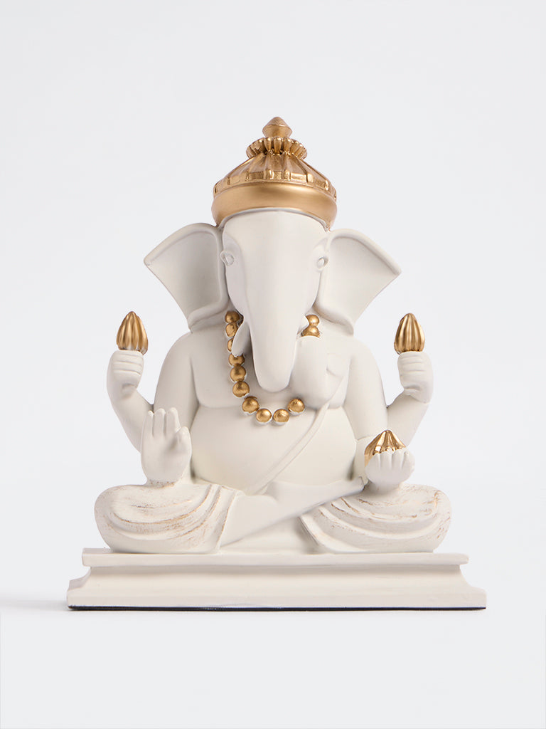 Westside Home White Ganesh Idol Decorative Object