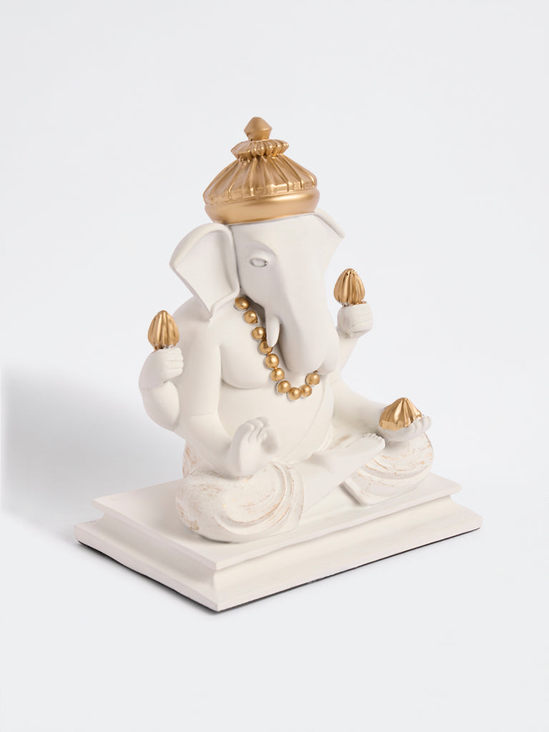Westside Home White Ganesh Idol Decorative Object