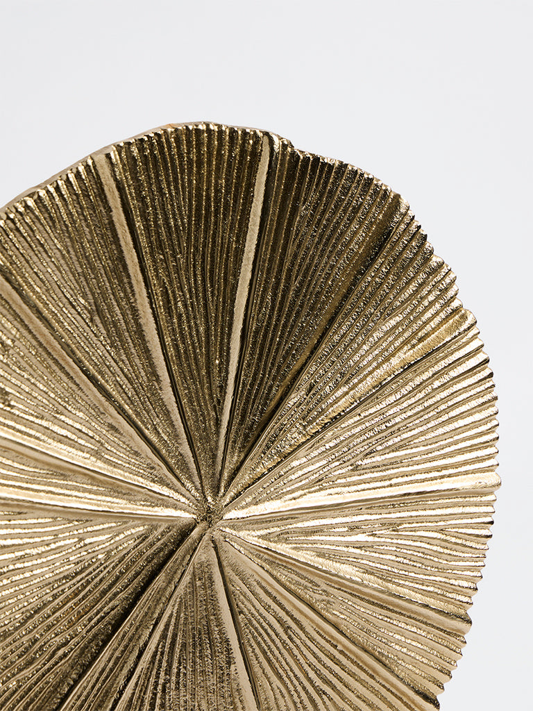 Westside Home Gold Metal Sunburst Sculpture on Marble Stand
