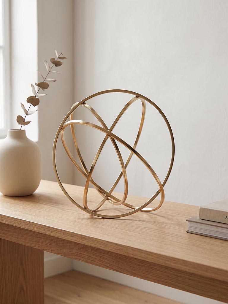 Westside Home Gold Metal Sphere Decorative Sculpture