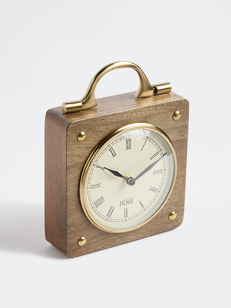 Westside Home Brown Wooden Square Clock