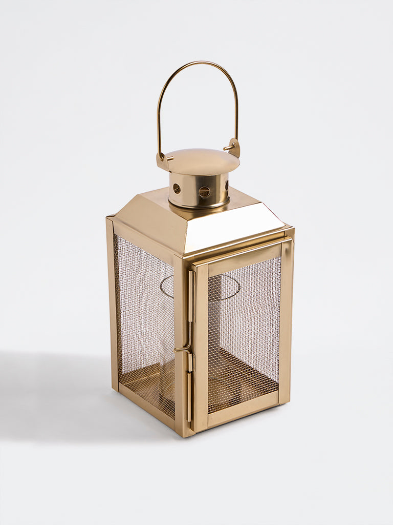 Westside Home Gold Metal Mesh Lantern