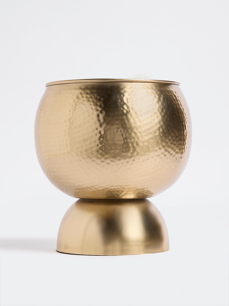 Westside Home Gold Metal Textured Round Pot