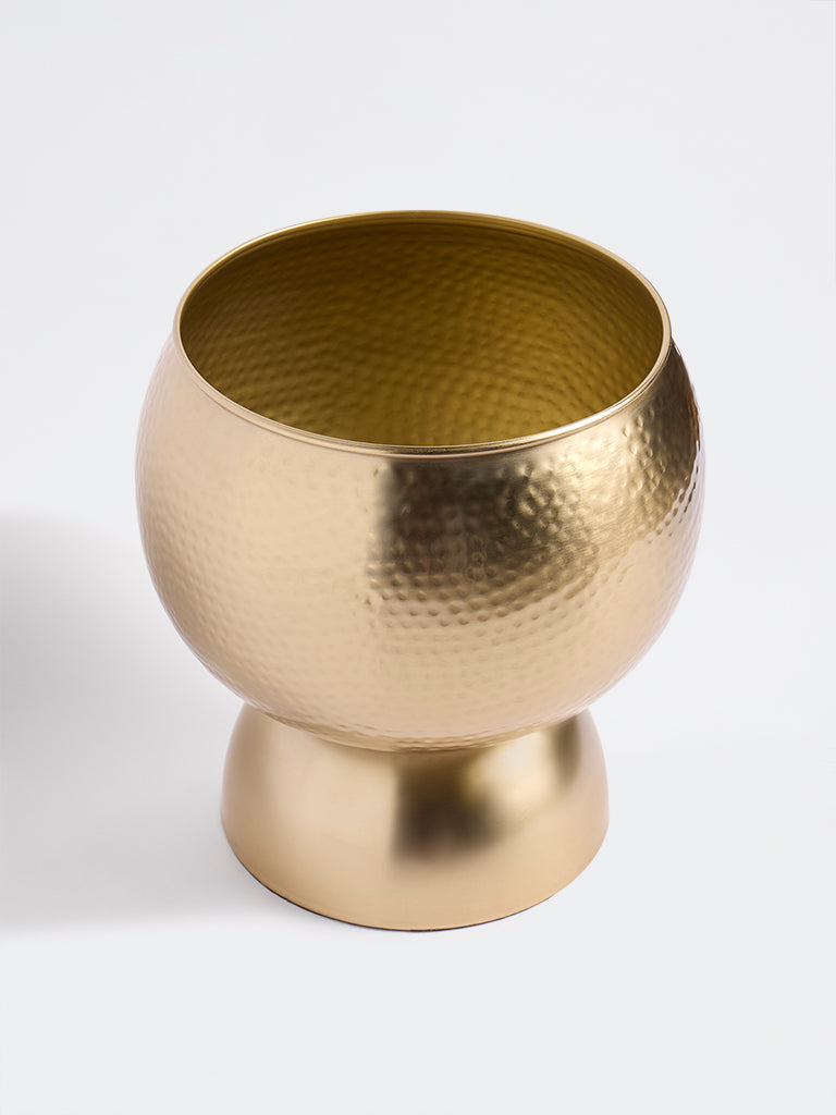 Westside Home Gold Metal Textured Round Pot