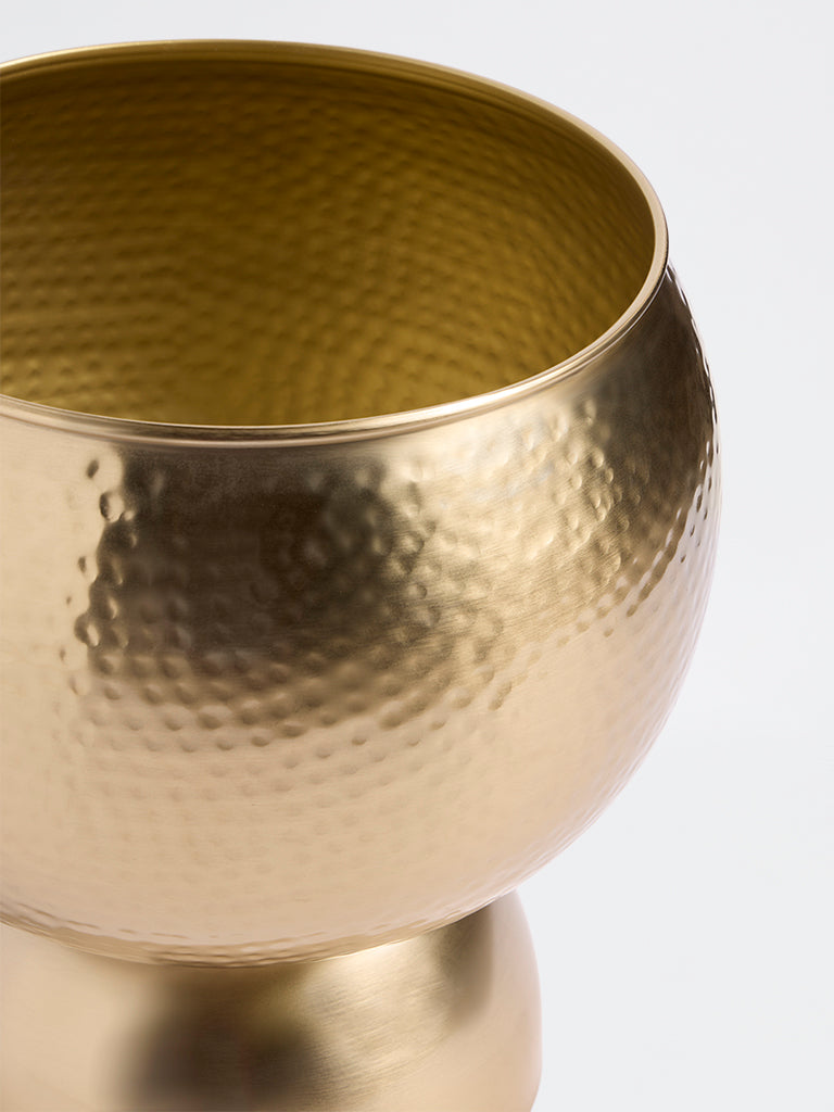 Westside Home Gold Metal Textured Round Pot