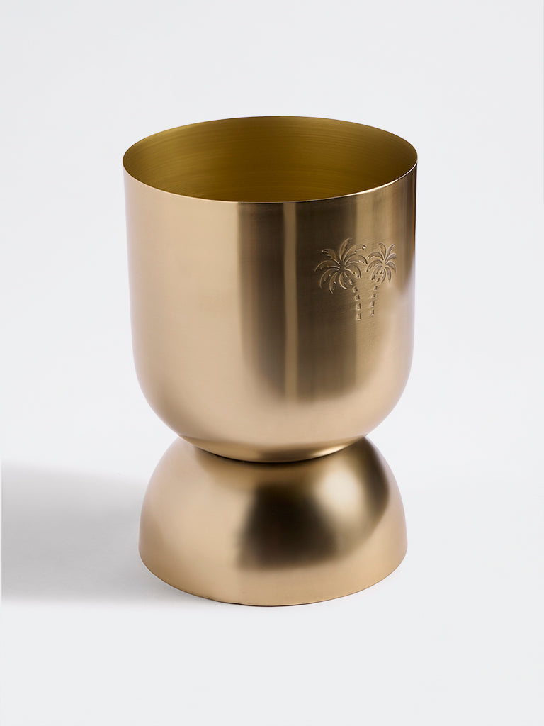 Westside Home Gold Metal Palm Tree Embossed Planter