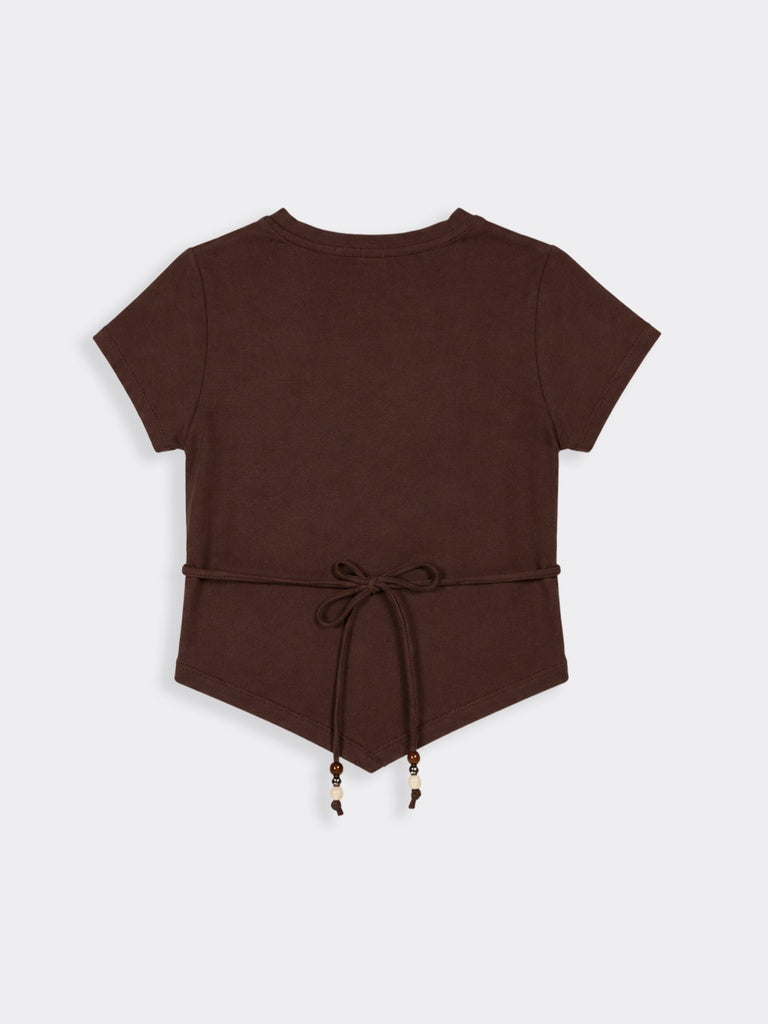Nuon Brown Text Printed T-Shirt