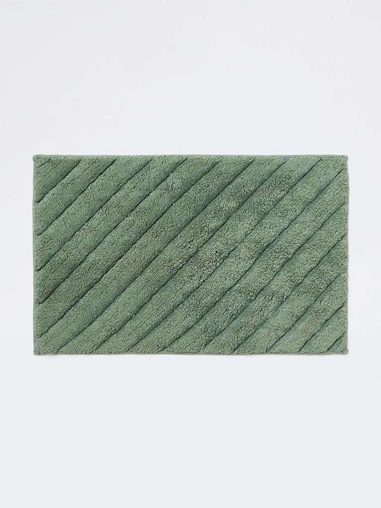 Westside Home Sage Diagonal Striped Bath Mat