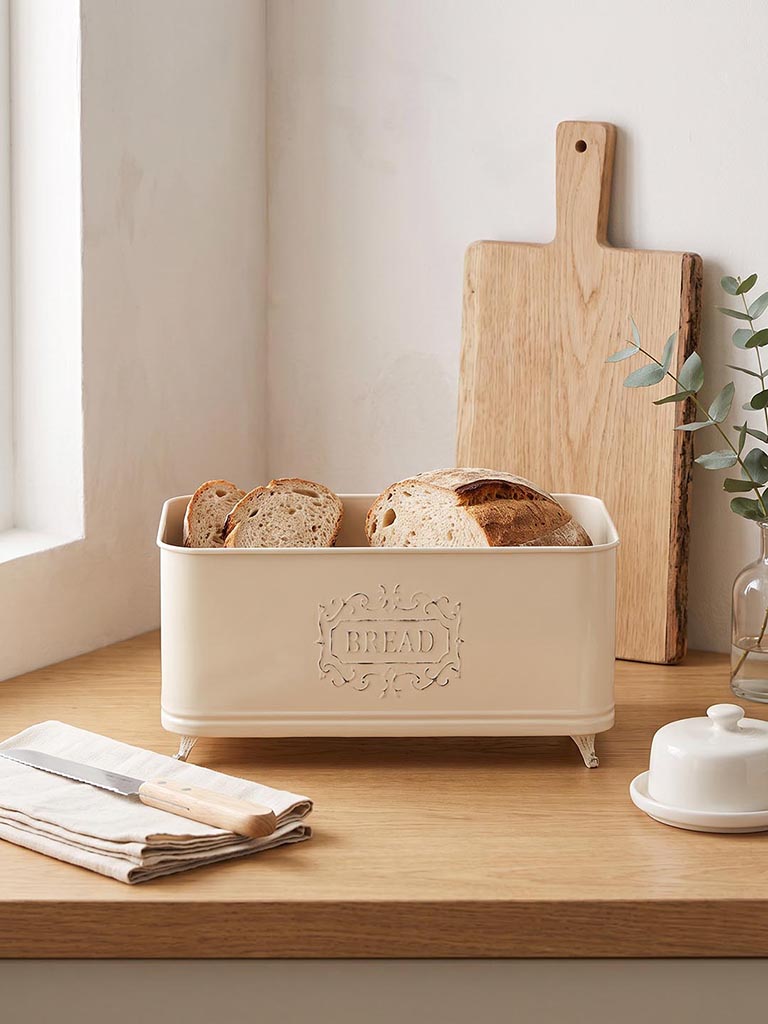 Westside Home Ivory Victorian Style Bread Box with Feet