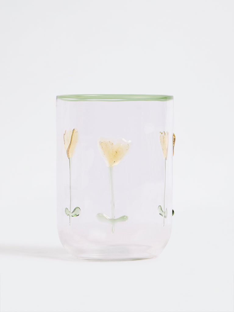 Westside Home Tulip Design Clear Water Glass