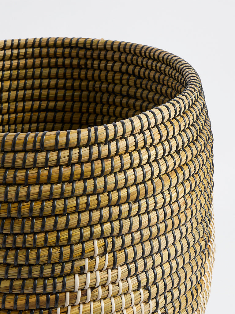 Westside Home Beige Geometric Woven Basket Planter
