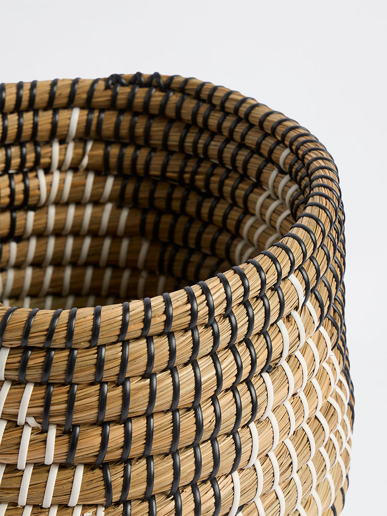 Westside Home Beige Geometric Woven Basket Planter