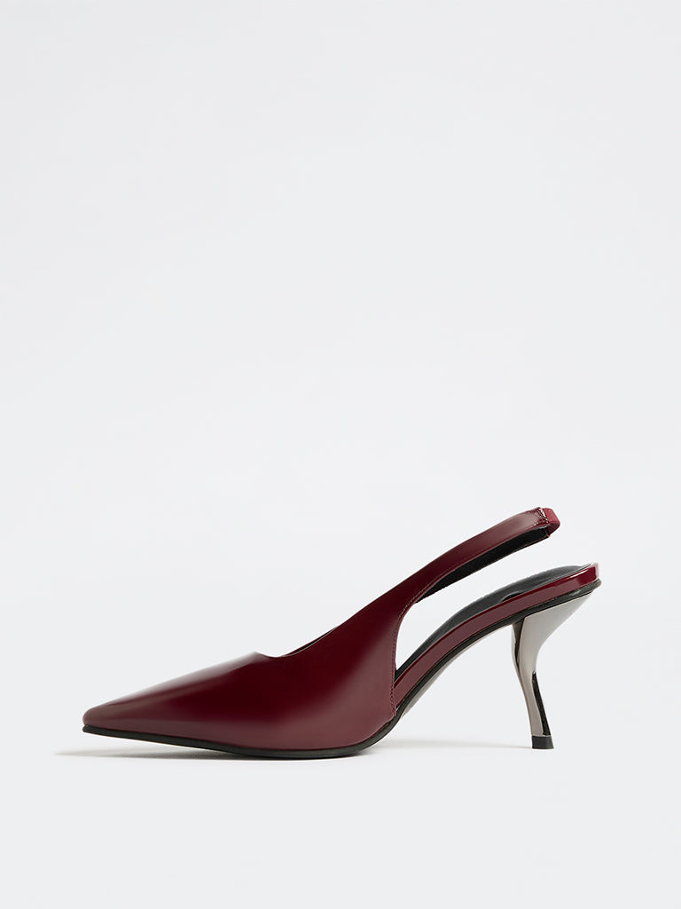 LUNA BLU Burgundy Slingback Stiletto Heel Shoes