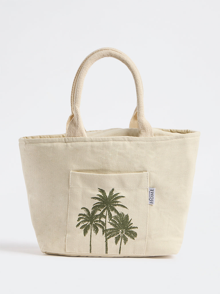 Westside Home Ivory Palm-Tree Printed Lunch Bag