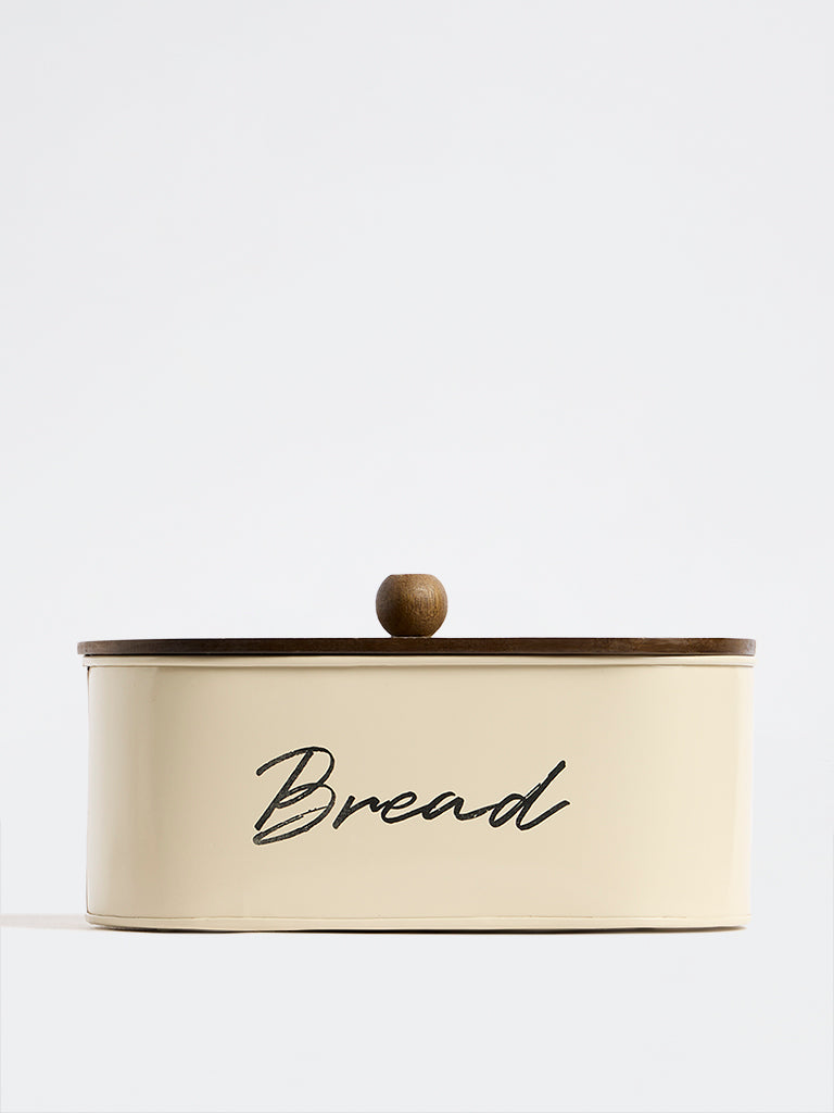 Westside Home Ivory Text-Detail Bread Box
