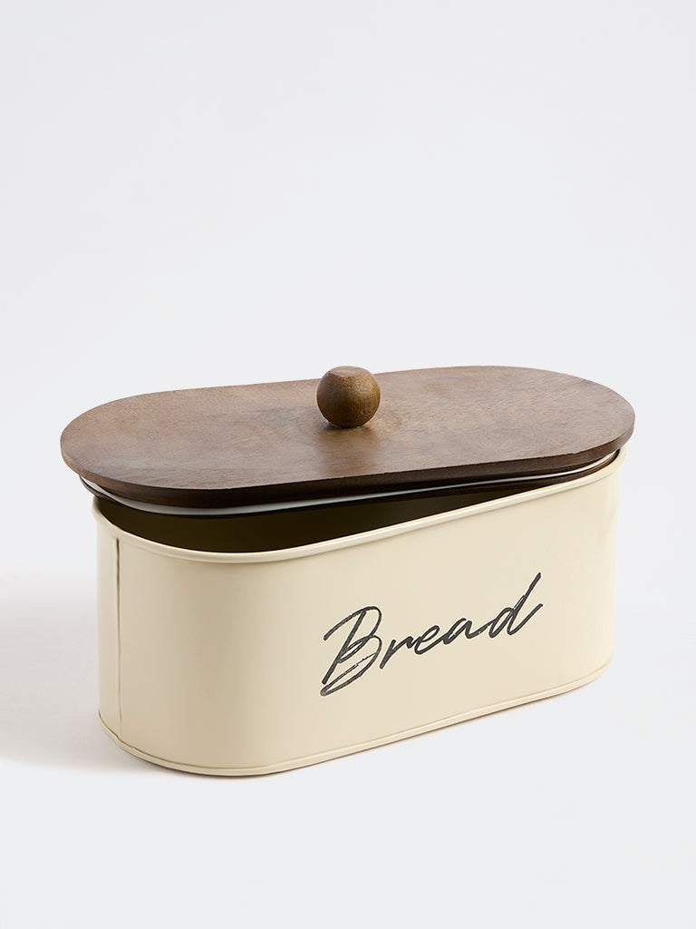 Westside Home Ivory Text-Detail Bread Box